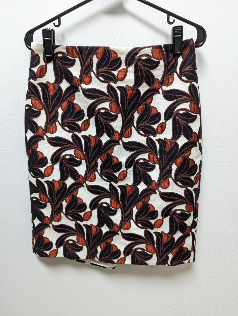 Ann Taylor Ivory Floral Cotton Pencil Skirt