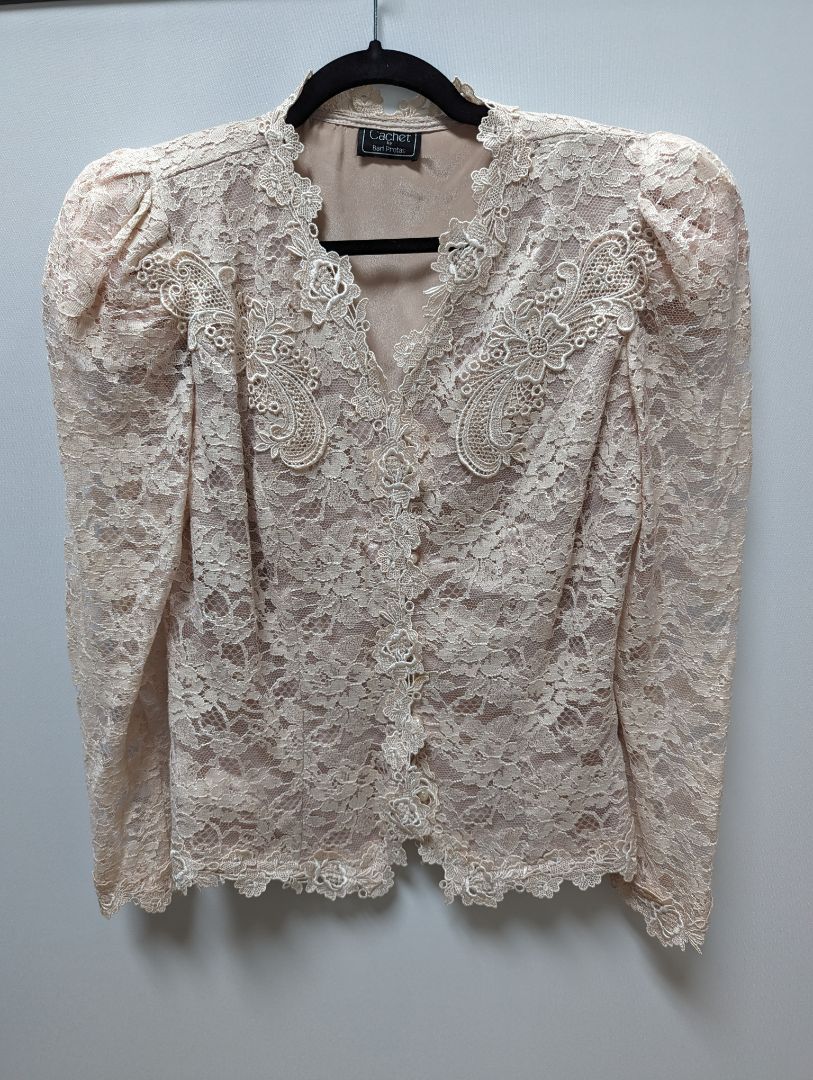 Cachet by Bari Protas Vintage Pink 80's Lace Jacket