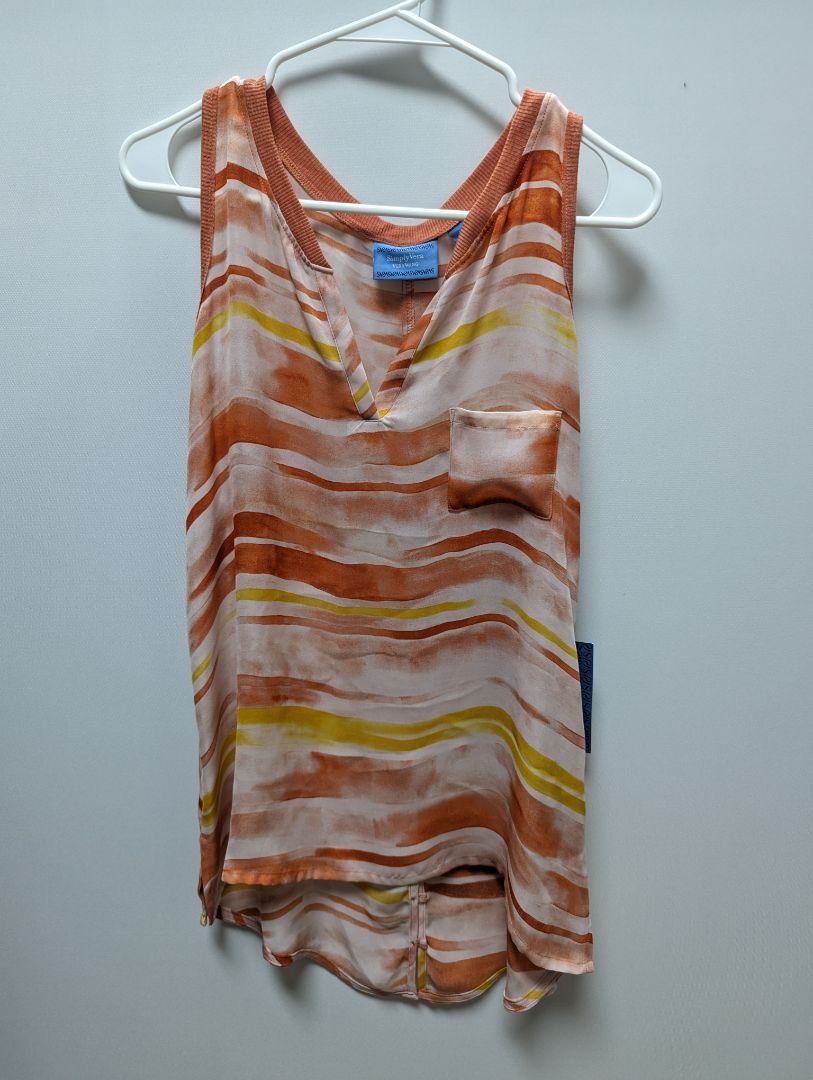 Simply Vera by Vera Wang Orange Striped Sleeveless Blouse