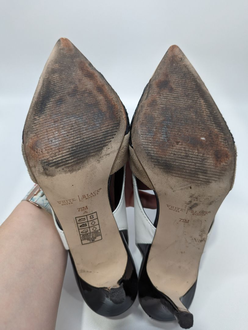 White House Black Market Black/White/Nude Colorblock Heels
