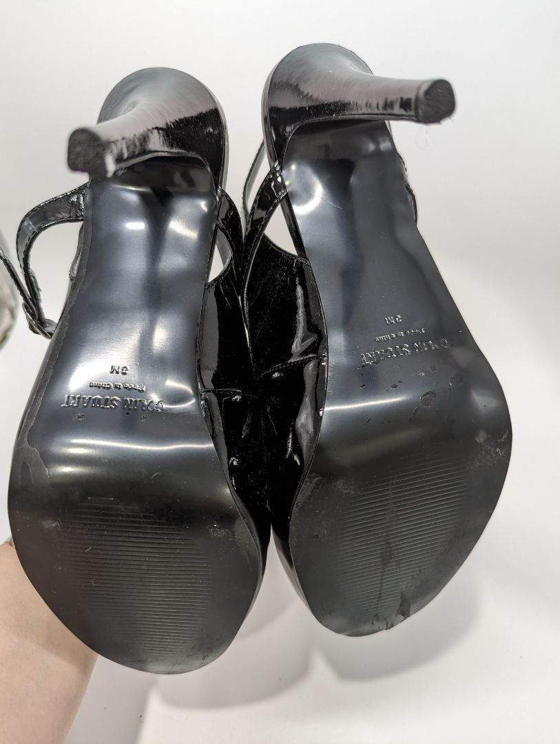 Colin Stuart Black Leather Peep Toe Heels
