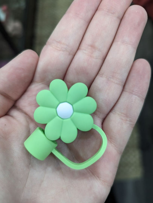 Green Flower Straw Cover
