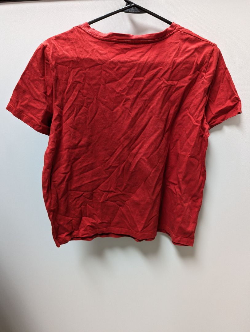 Zara Red Embroidered Pocket Tee