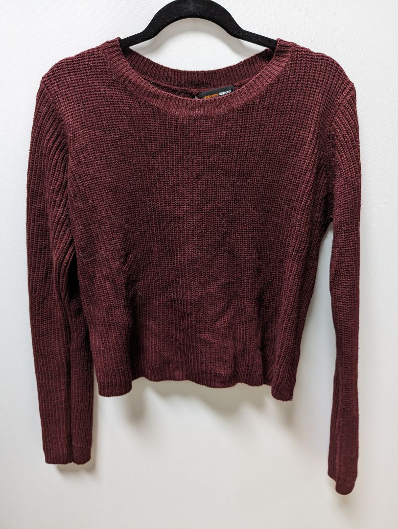 Ambiance Apparel Burgundy Lace-Up Sweater