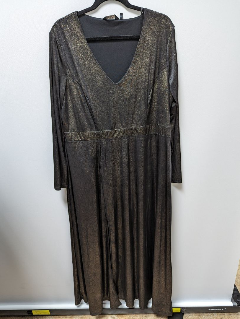 Grazia Black Gold Metallic Formal Maxi Dress