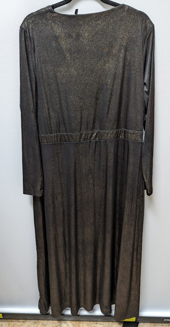 Grazia Black Gold Metallic Formal Maxi Dress