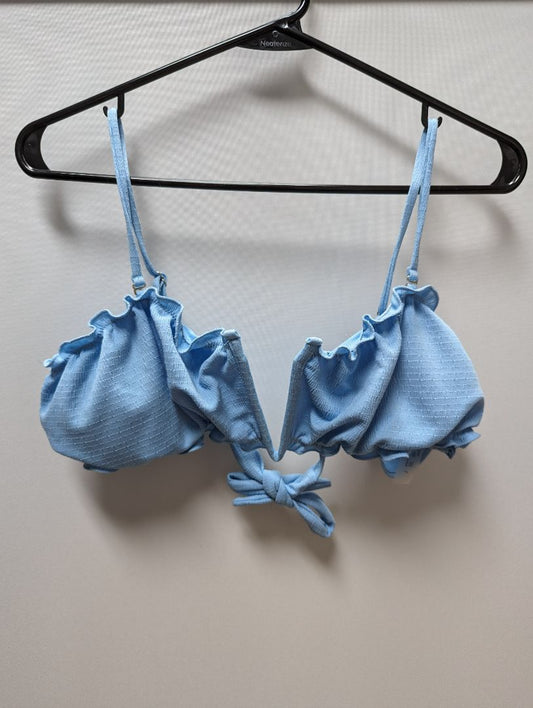 Light Blue Ruffled Bikini Swim Top