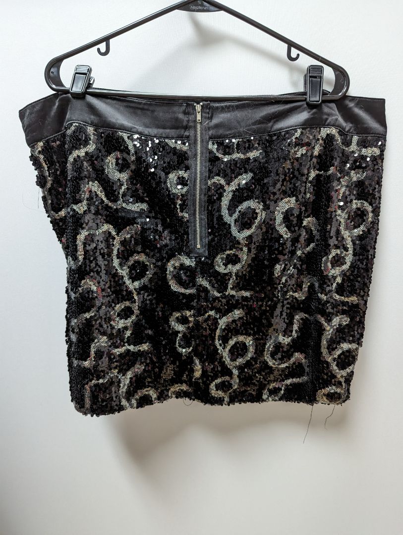 Wildcat Black/Silver Sequined Midi Skirt