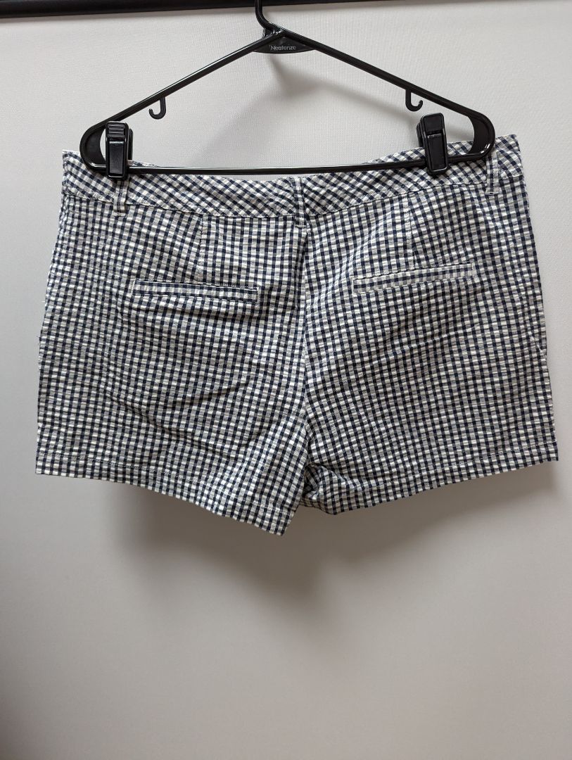 Maurices Navy/White Plaid Linen Shorts