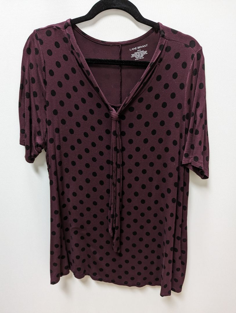 Lane Bryant Burgundy/Black Spotted Blouse