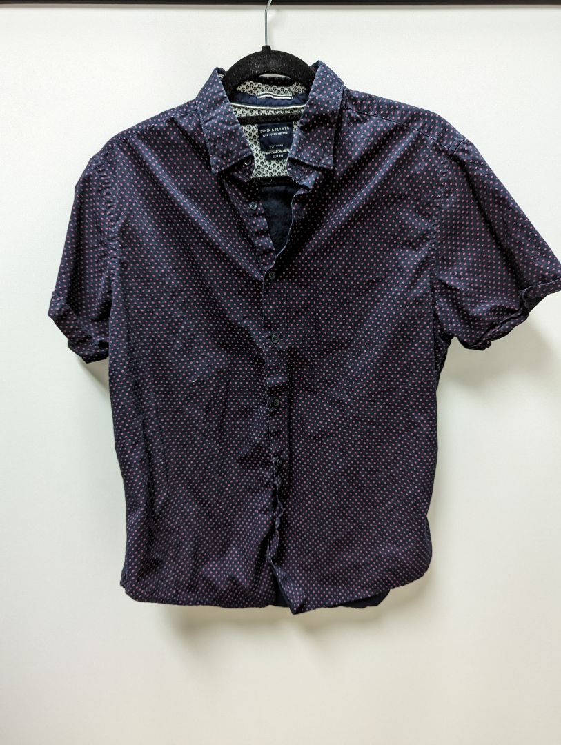 Denim & Flower Navy/Pink Spotted Button Up Shirt