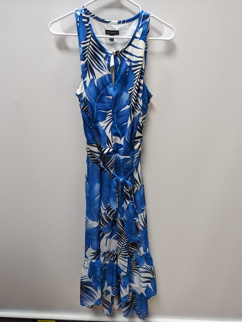 Lane Bryant Blue/White Floral Hi-Low Formal Dress