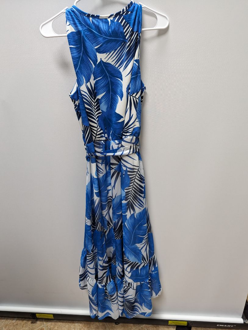 Lane Bryant Blue/White Floral Hi-Low Formal Dress