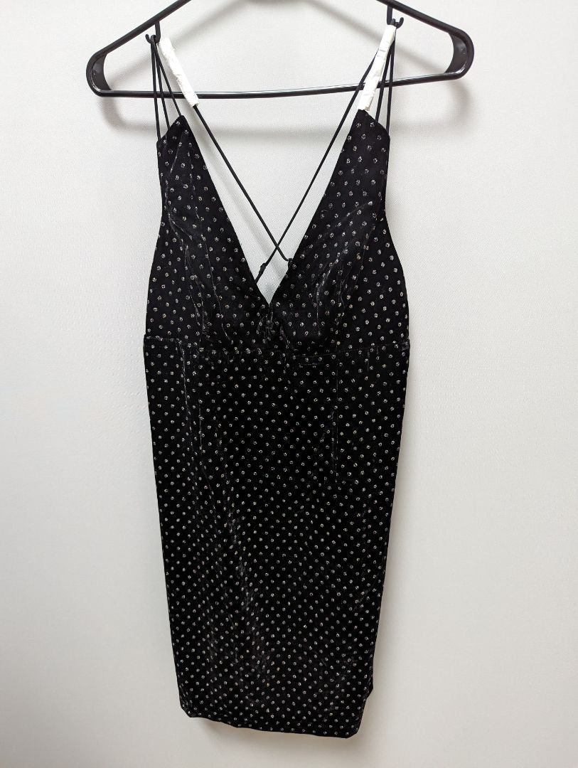 Express Black/Silver Textured Velvet Mini Dress