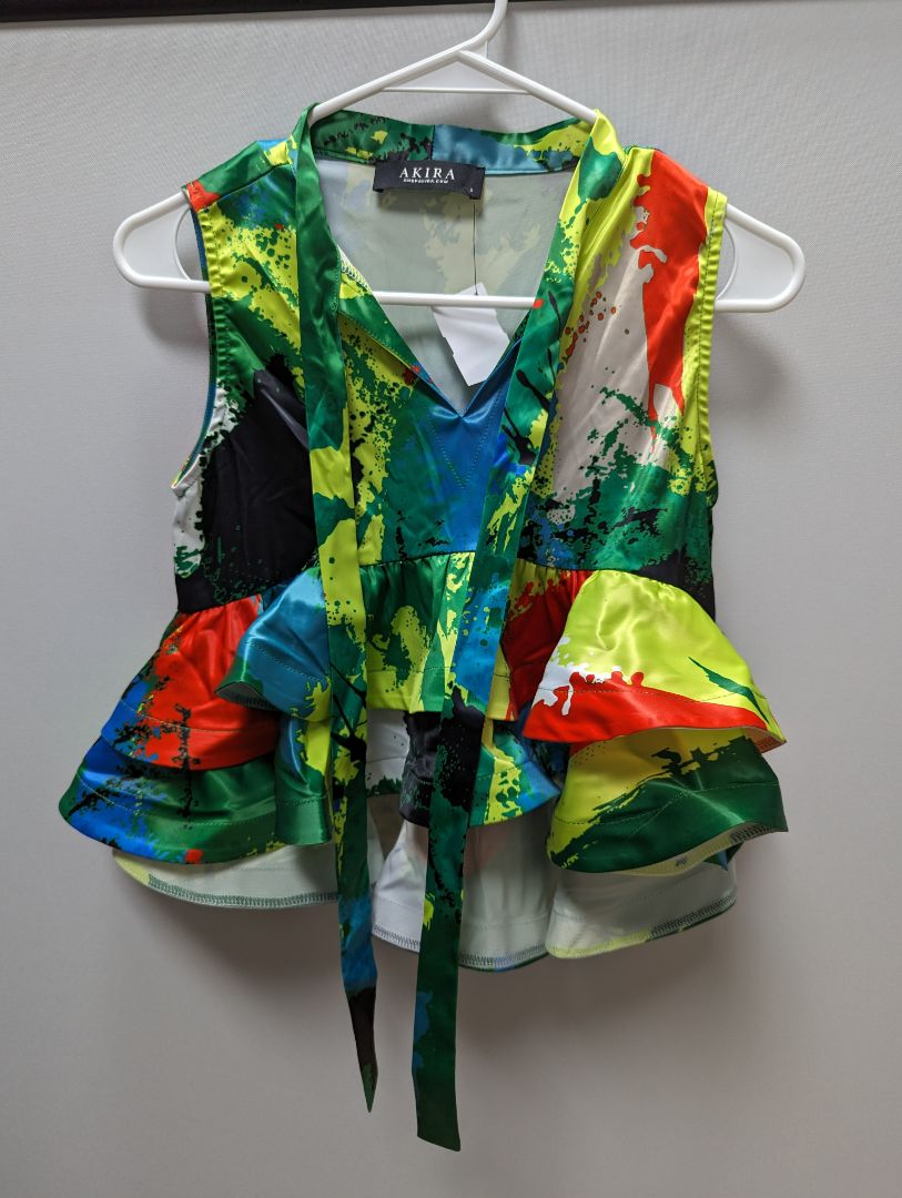Multicolor Ruffled Crop Top Blouse