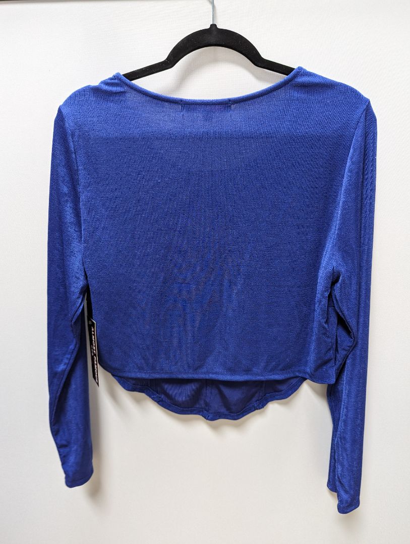 Almost Famous Blue Textured Faux-Corset Blouse