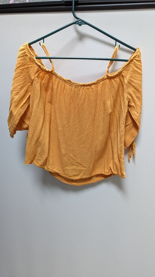 Becaa Orange Cold Shoulder Cropped Blouse