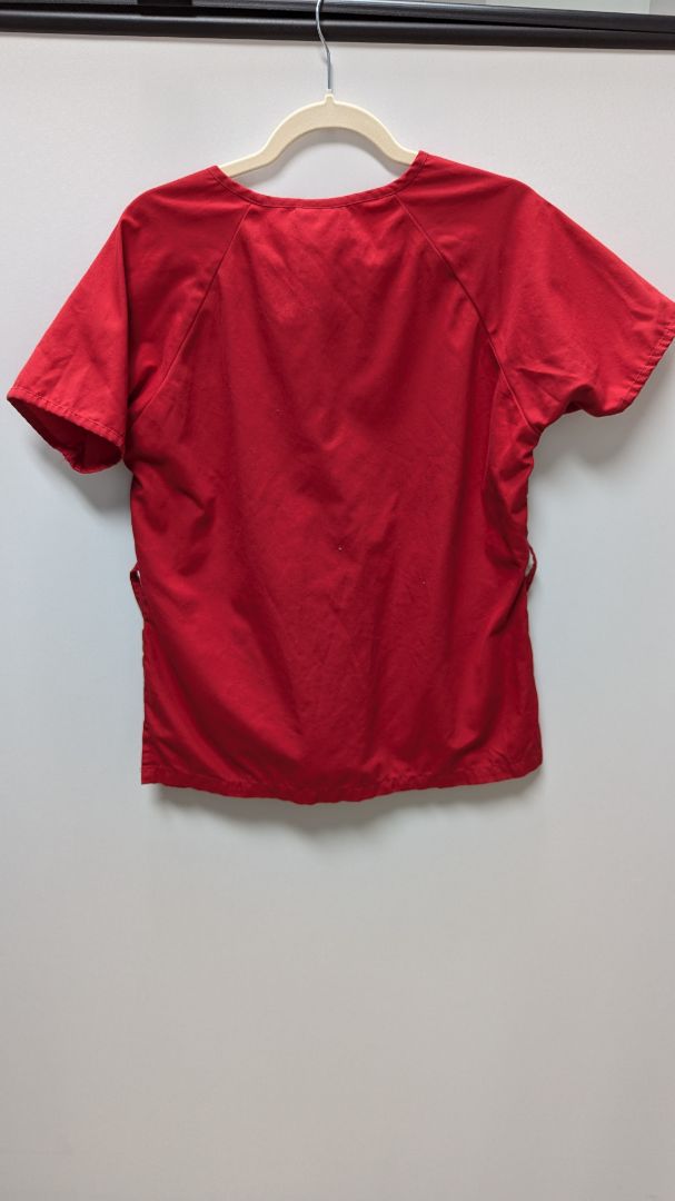 Butter-Soft Red Tie-Waist Scrub Top