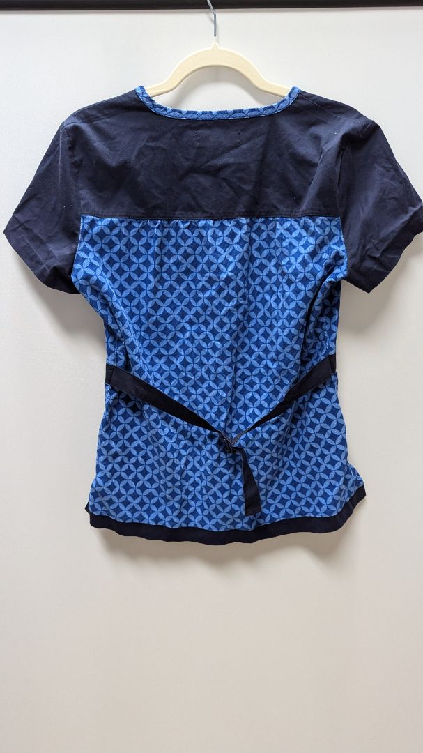 Koi Blue Velvet Adjustable Scrub Top