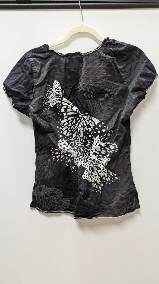 Koi Black Butterfly Scrub Top