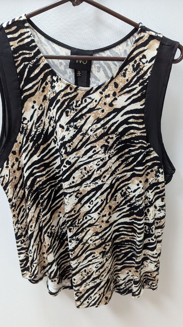 W5 Black/Brown Animal Print Sleeveless Blouse