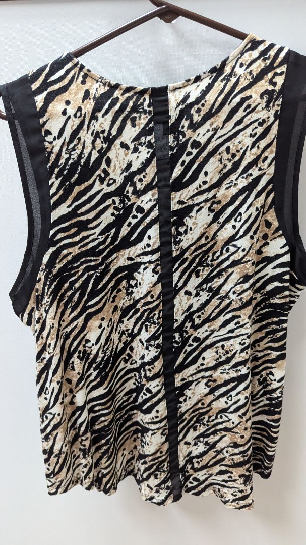 W5 Black/Brown Animal Print Sleeveless Blouse