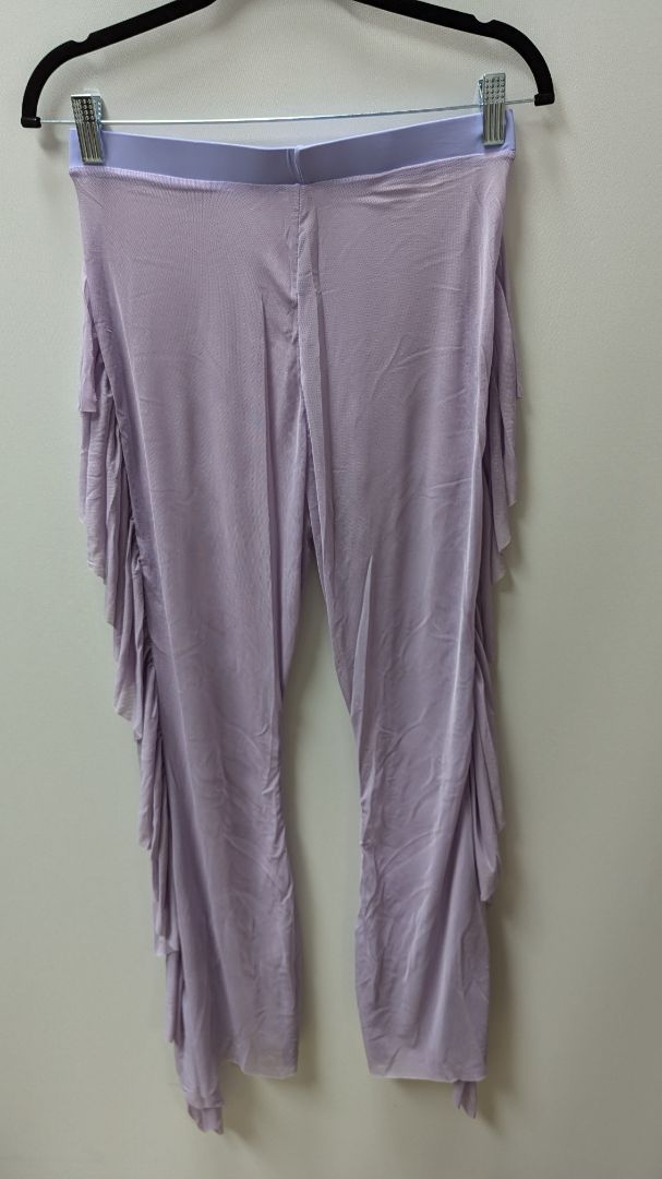 Lavender Purple Mesh Ruffled Flare Leggings
