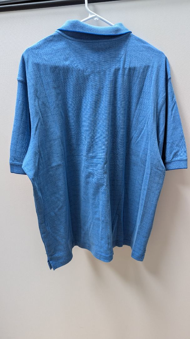 haggar Blue Patterned Knit Polo Shirt