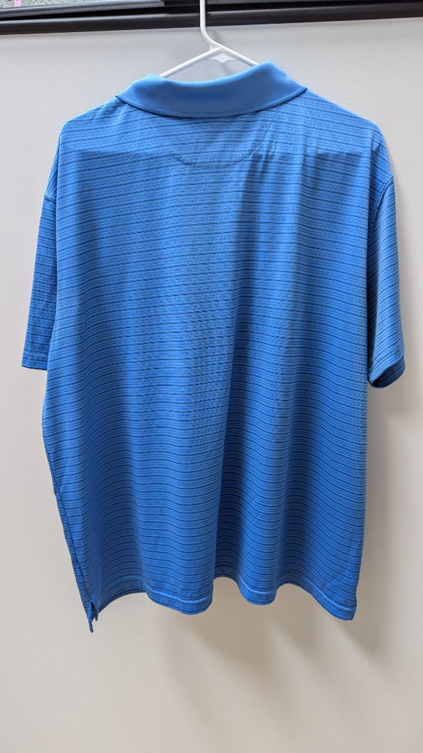 haggar "Cool 18" Blue Striped Polo Shirt