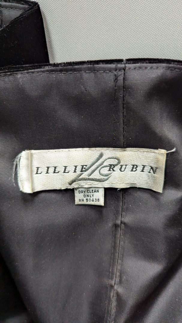 Lillie Rubin Black/Gold Metallic Velvet Formal Dress