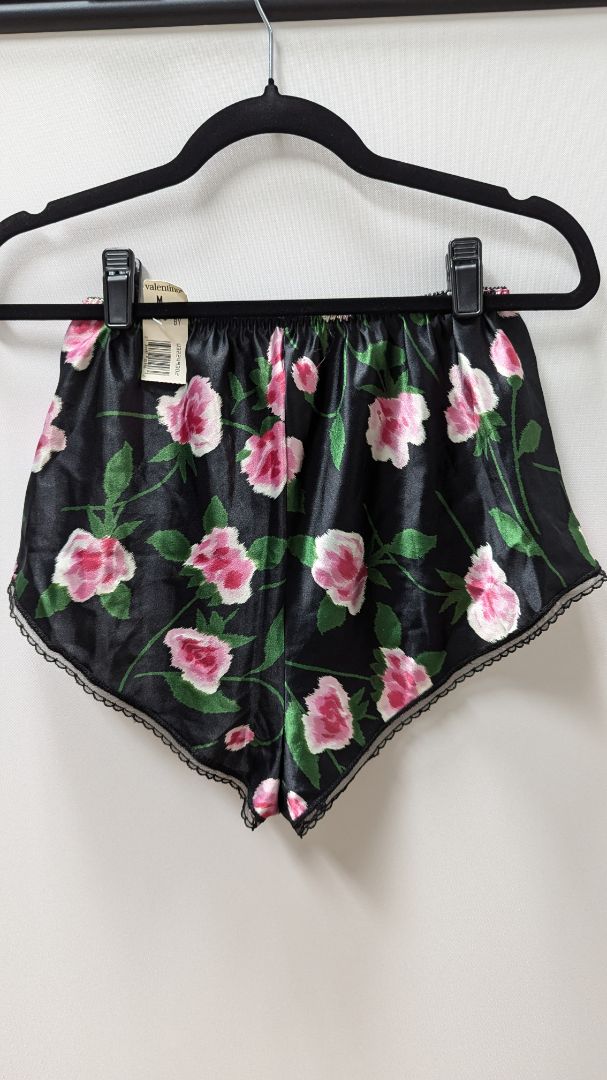 valentino Black/Pink Floral Sleepwear Set