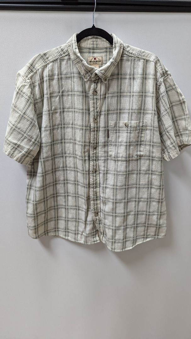 WOOLRICH Light Beige/Grey Plaid Button Up Shirt