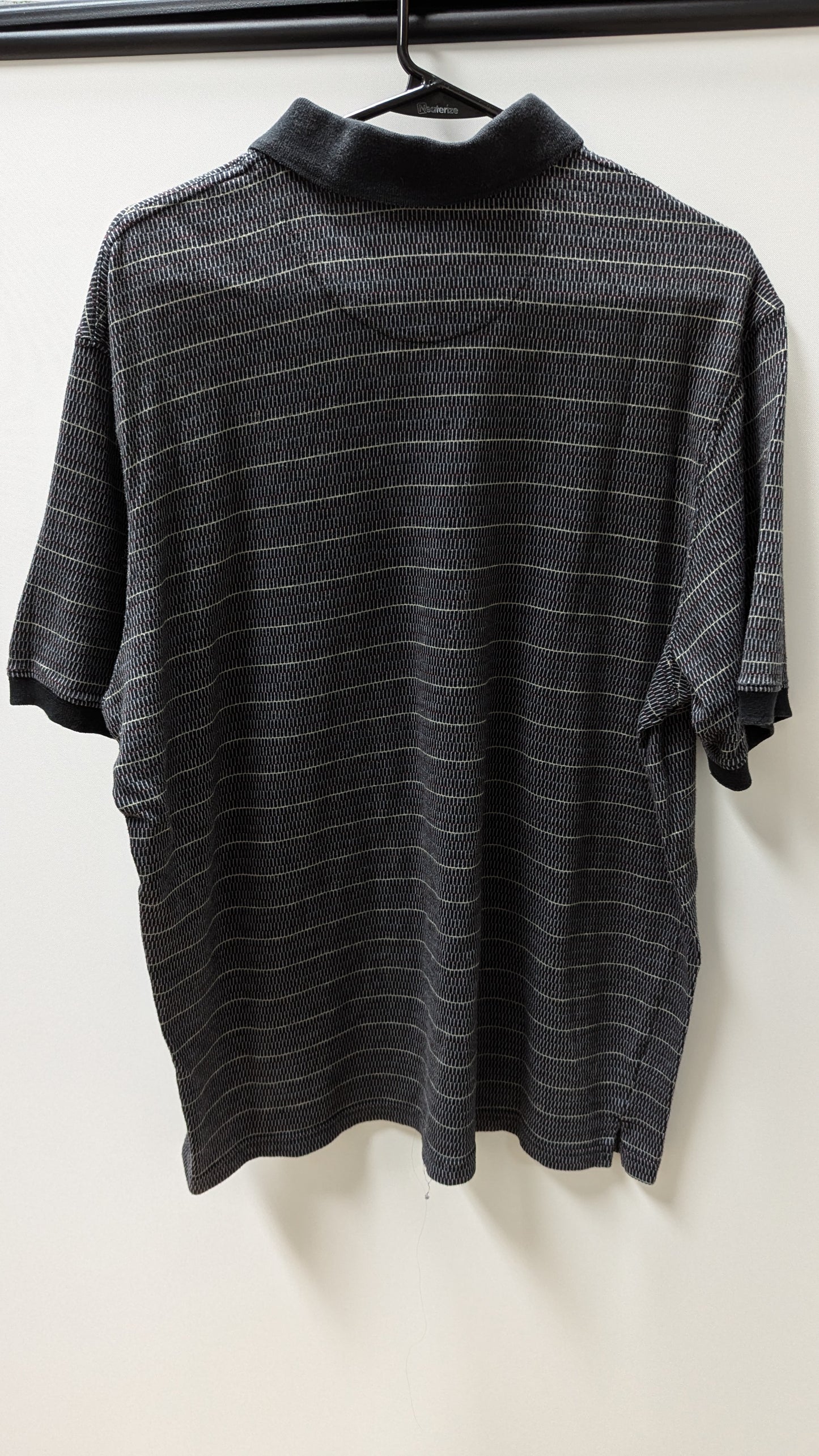 haggar Navy Striped Patterned Polo Shirt