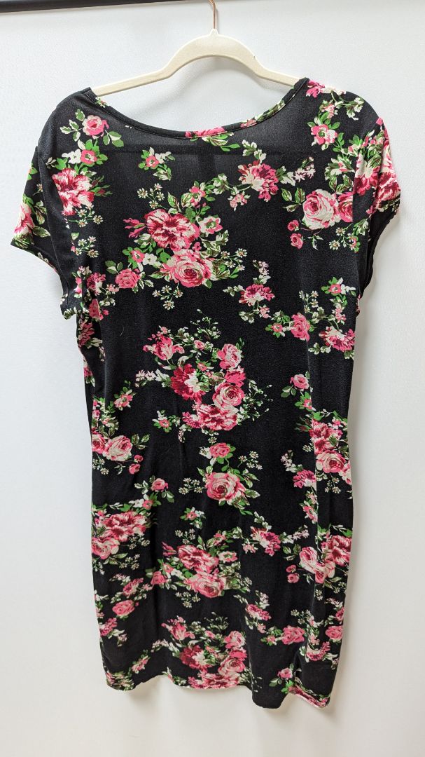 No Boundaries Black Floral Snug Tee Dress