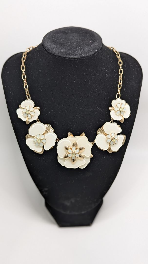 Gold/Ivory Flower Statement Necklace