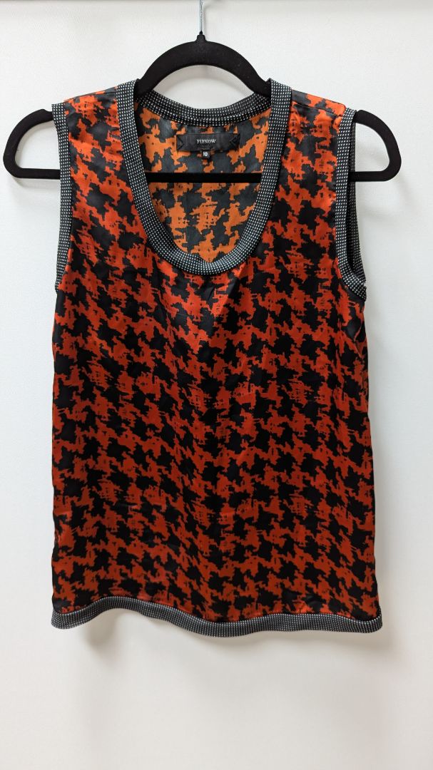 FLYNOW Dark Orange/Black Sleeveless Blouse