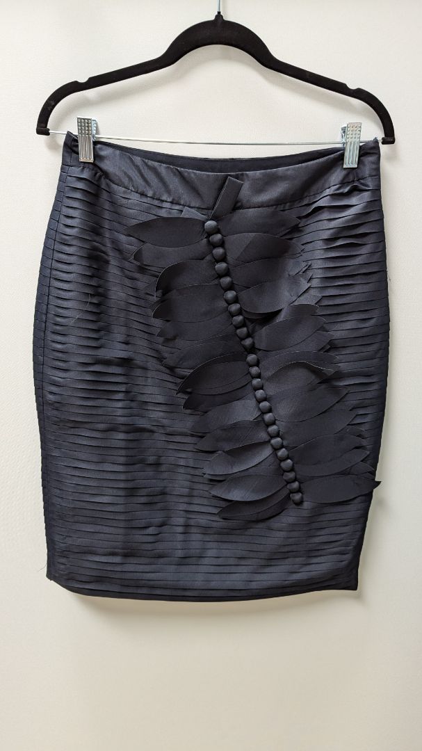 Downeast Basics Navy Ruffled Pencil Skirt