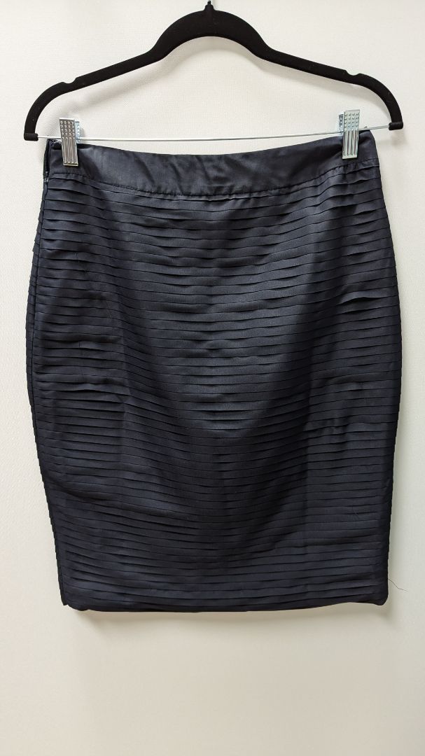 Downeast Basics Navy Ruffled Pencil Skirt