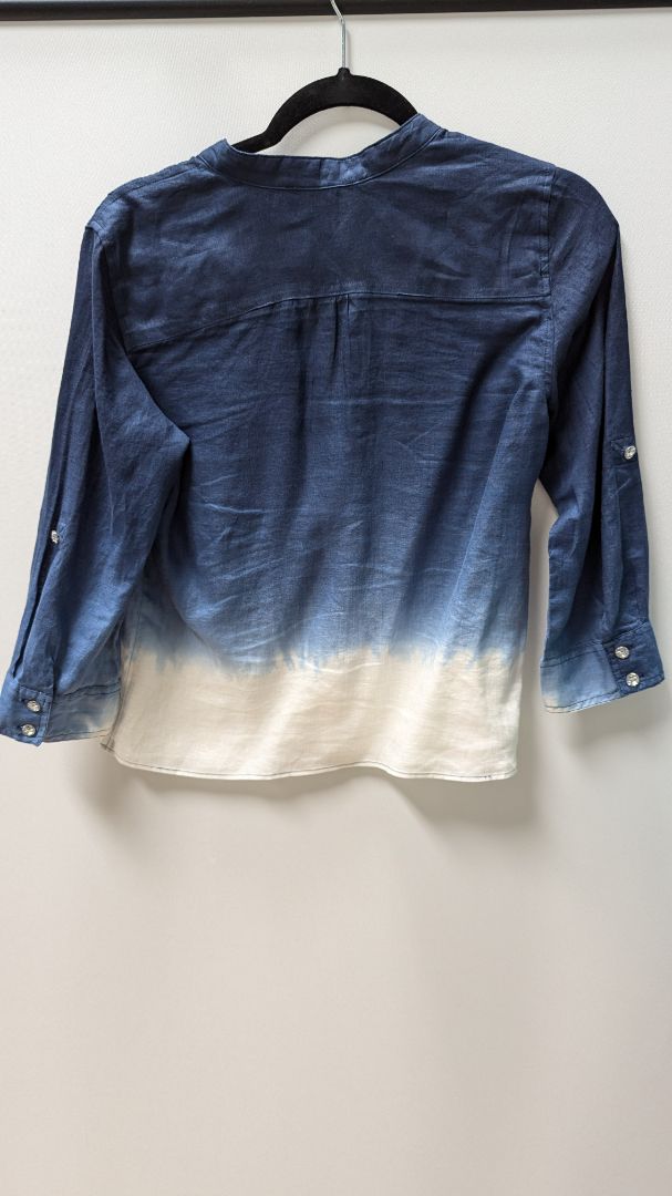 INC Navy/White Ombre Button Up Blouse