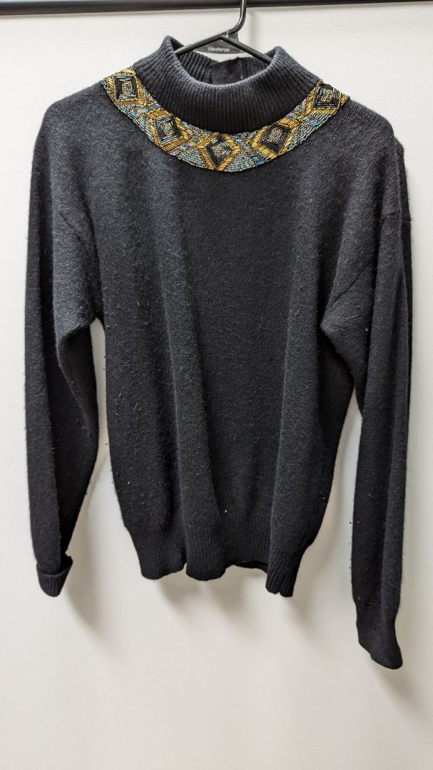 Neil Martin Vintage Black Embellished Turtleneck Sweater