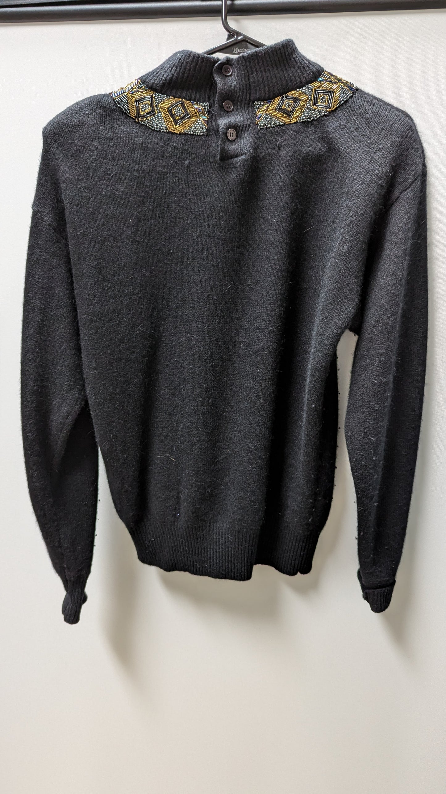 Neil Martin Vintage Black Embellished Turtleneck Sweater
