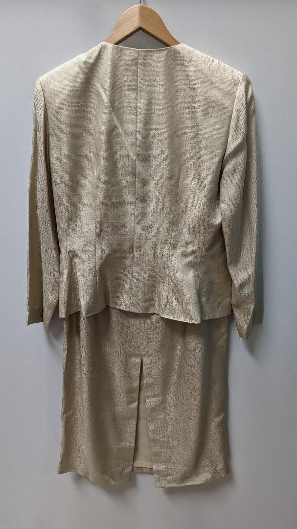 Adrianna Papell Light Beige Floral Blazer & Skirt Suit Set