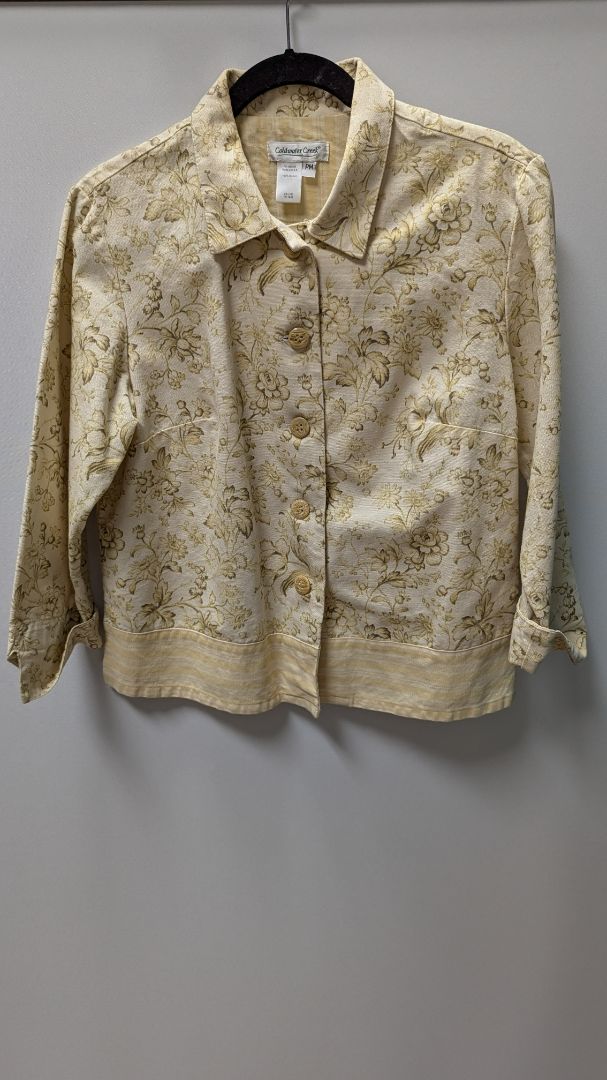Coldwater Creek Light Yellow Floral Casual Jacket