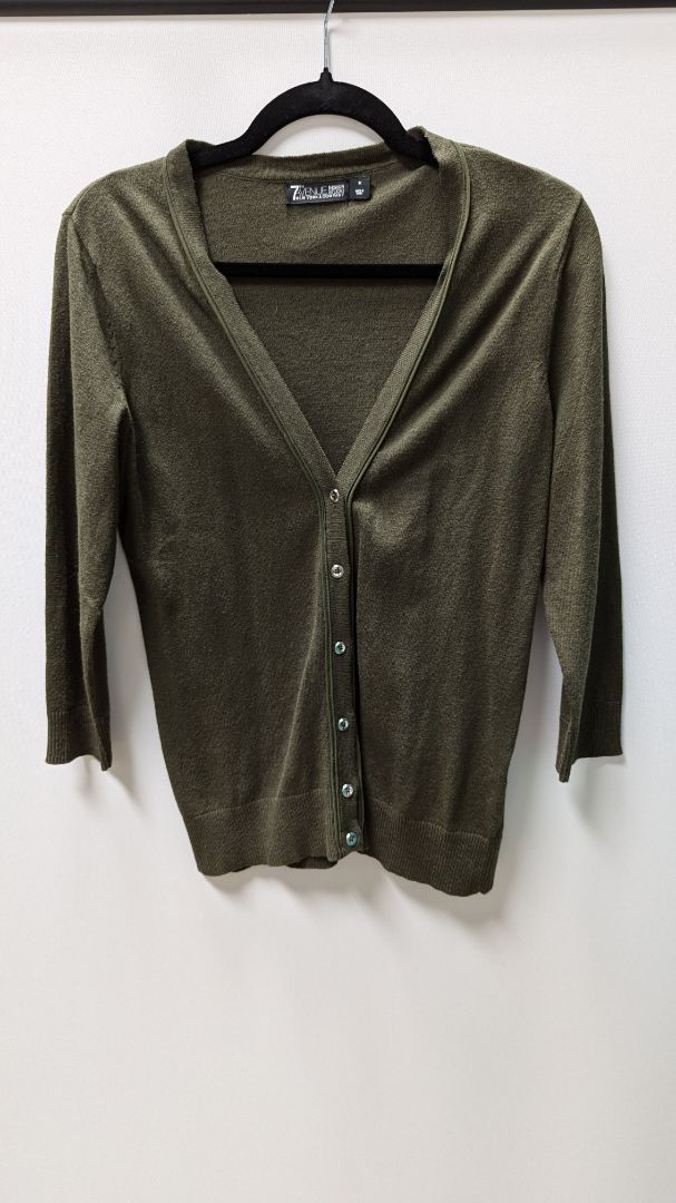 7th Avenue Design Studio Dark Green Cardigan Sweater