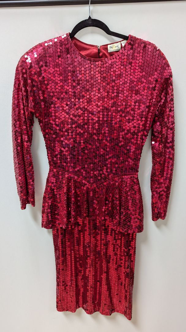 Oleg Cassini Red Vintage Sequin Peplum Dress – Recycled Threads