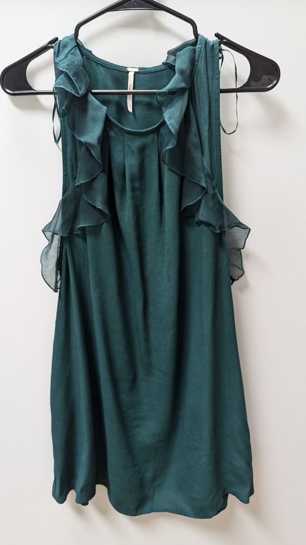 Free People Dark Green Sleeveless Blouse