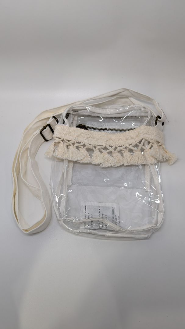 Mkono Clear/Cream Macrame Crossbody Purse