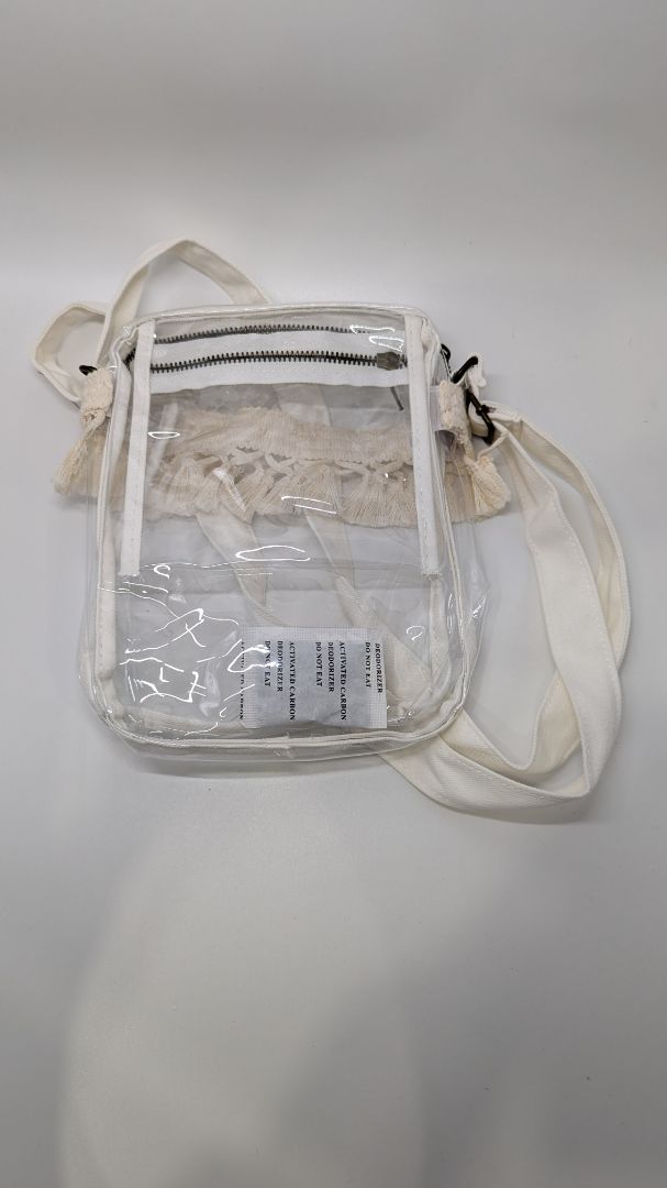 Mkono Clear/Cream Macrame Crossbody Purse