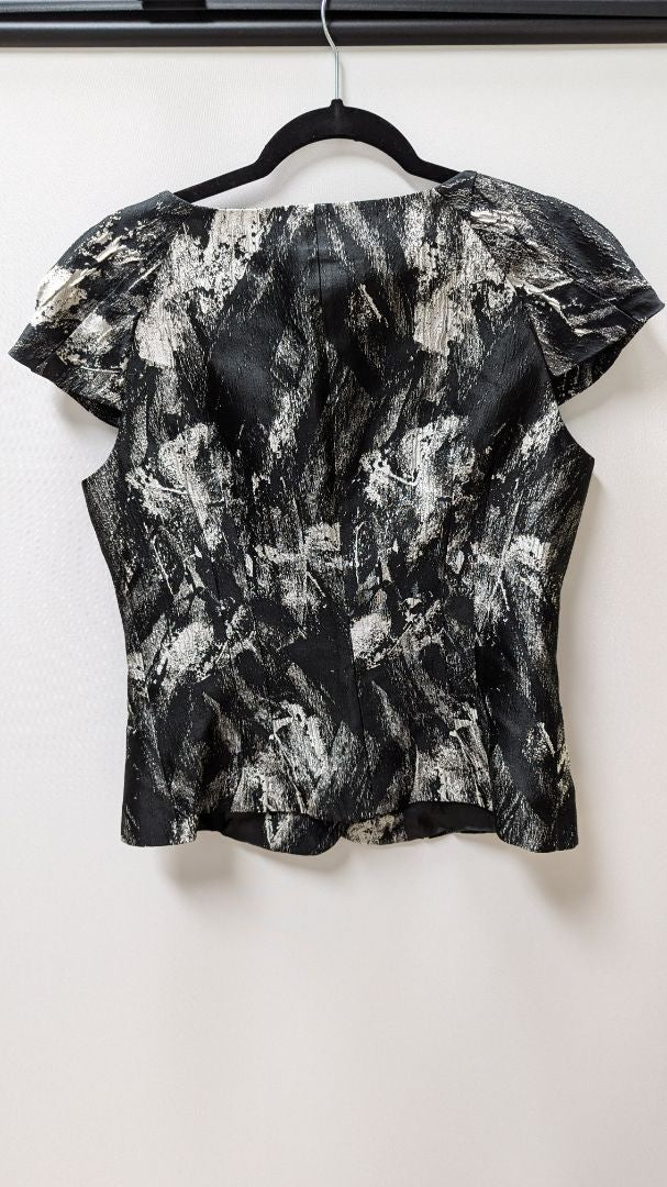 Micheal Kors Black/White Patterned Short Sleeve Blazer