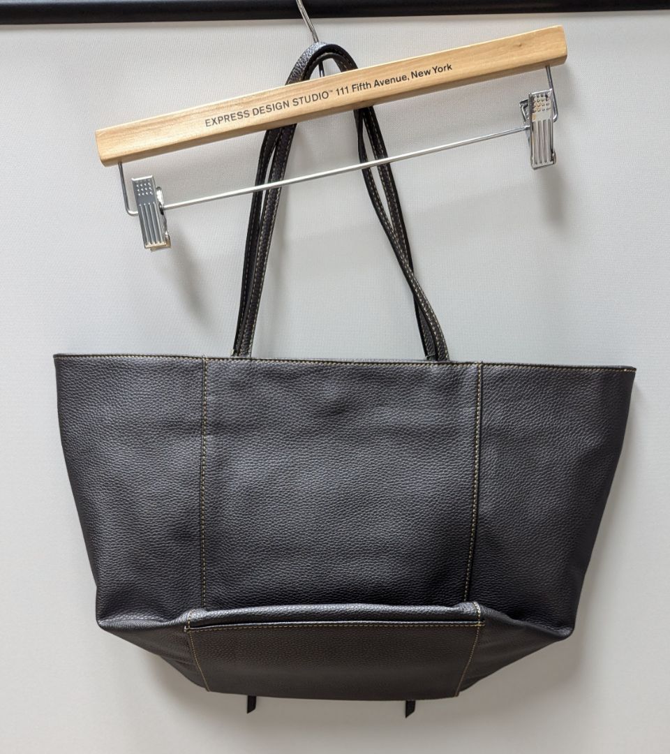 Kenneth Cole Gunmetal Silver Metallic Tote Bag